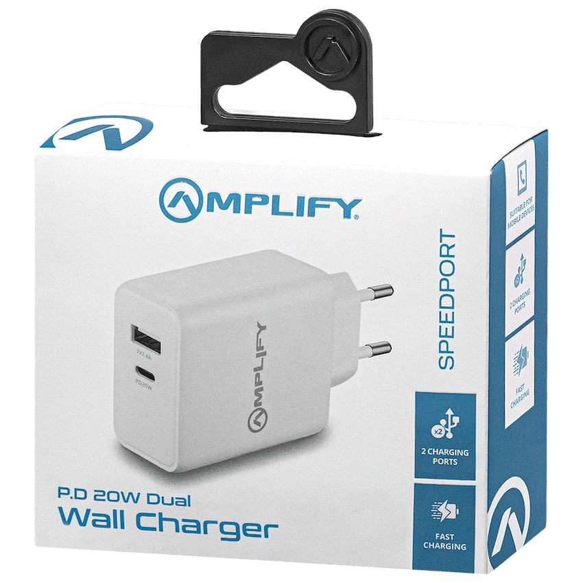 Amplify P.D. 20w Plus USB 12w Dual Wall Charger - White 6