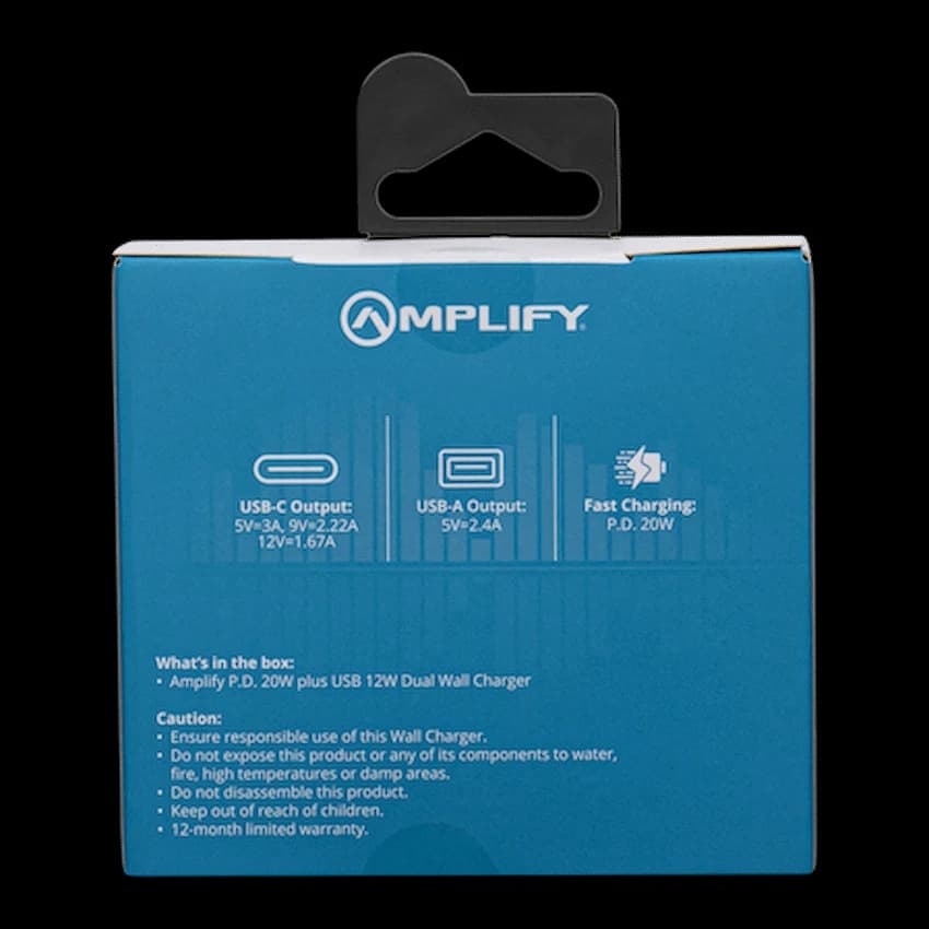 Amplify P.D. 20w Plus USB 12w Dual Wall Charger - White 8