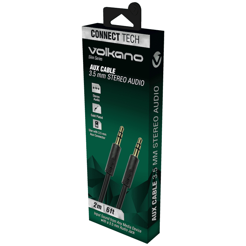Volkano Slim Series Aux Cable 2m - Black 2