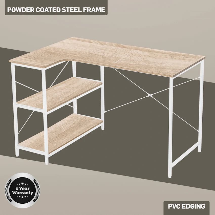 Everfurn Anthony Work Desk - Light Oak and White Frame 6