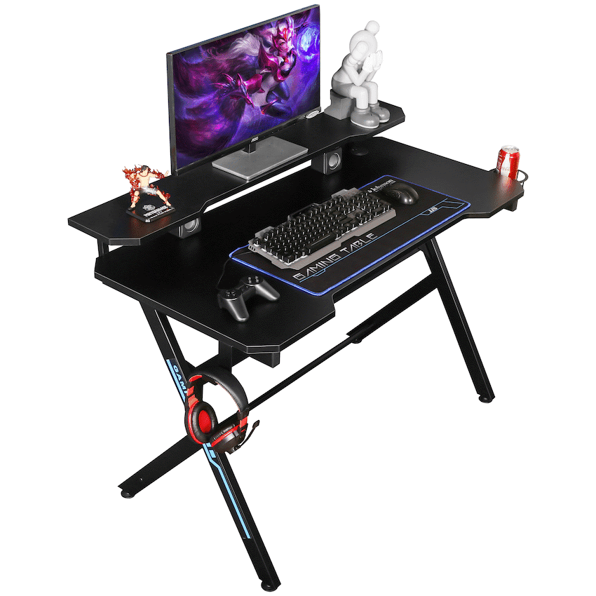 VX Gaming Donahue Gaming Desk - Black with Headphone Hook 1