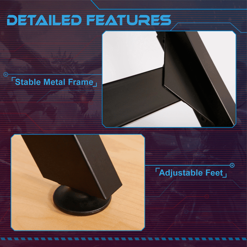 VX Gaming Donahue Gaming Desk - Black with Headphone Hook 7