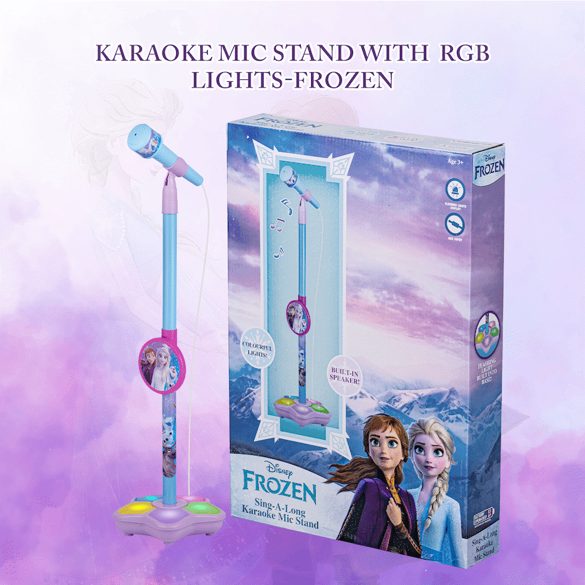 Disney Frozen Auxiliary Star Karaoke Microphone Stand with Colourful Lights 9
