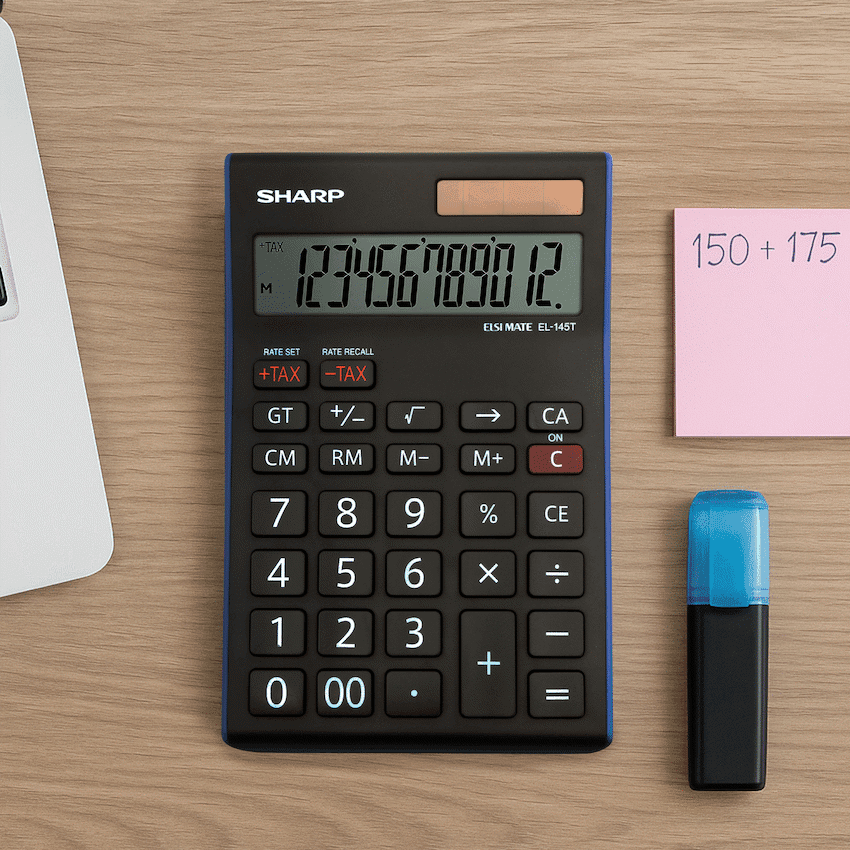 Sharp EL-145T Desk Calculator - 14 Digit Tax 6