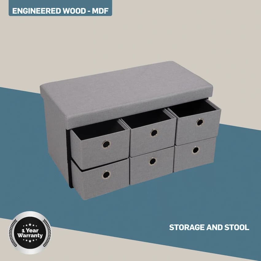 Foldable Storage Ottoman with Six Drawers 8