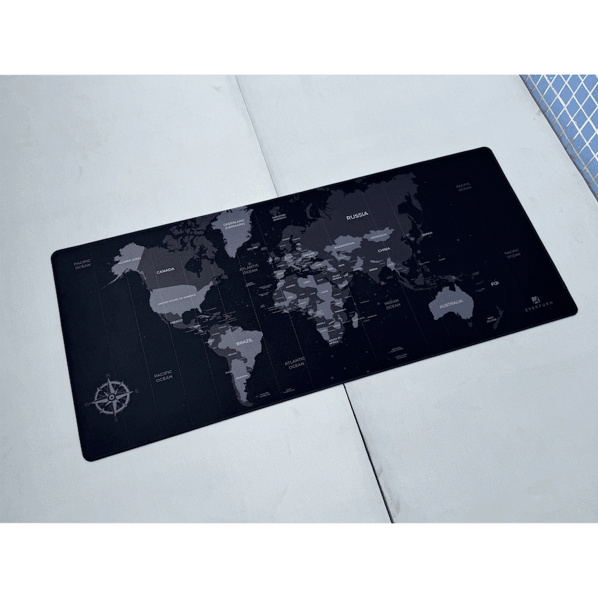 Everfurn Desk Mat - World Map - Large - Black - Non-Slip 13
