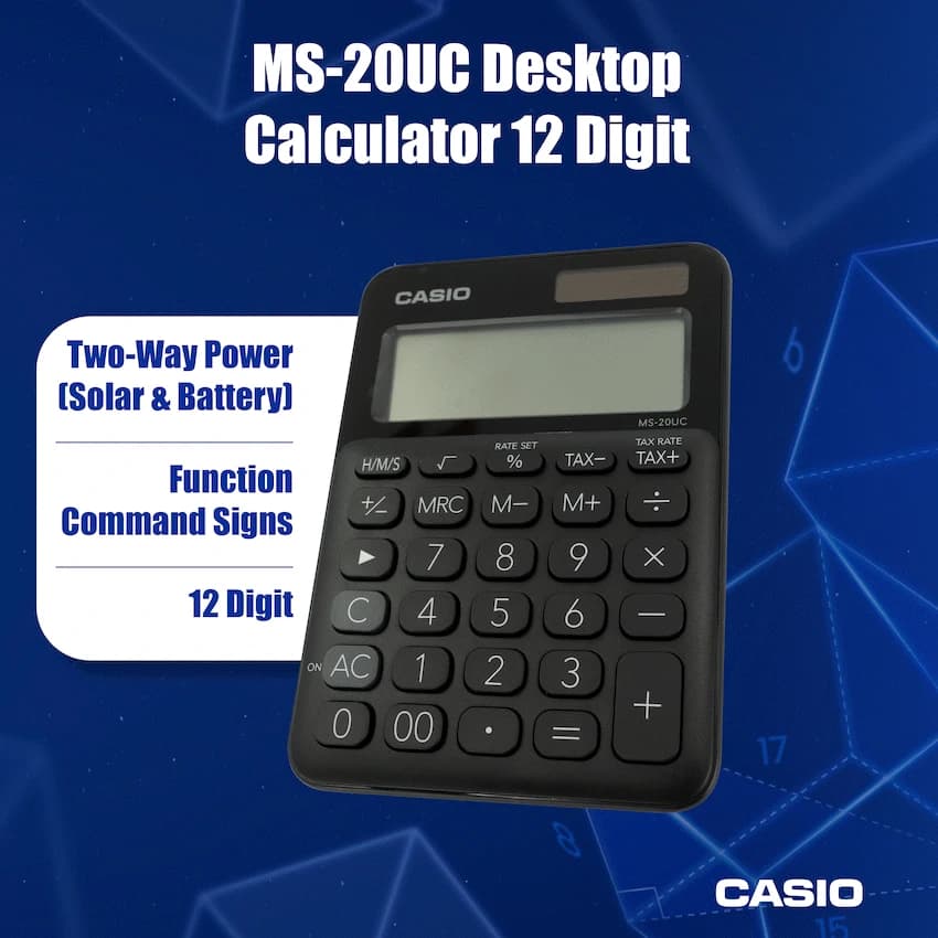 Casio MS-20UC - Desktop Calculator 12-Digit - Black 5