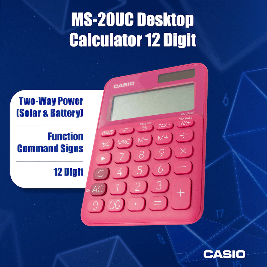 Casio MS-20UC - Desktop calculator 12 Digit - Red 4