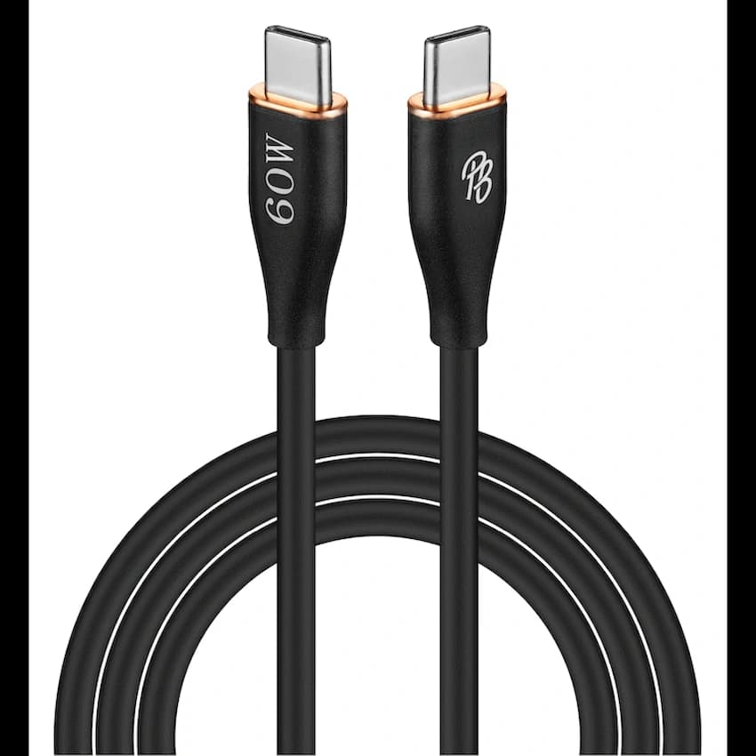 Pro Bass FlexiCord Series 2m 60w Type-C to Type-C Charging Cable - Black 2