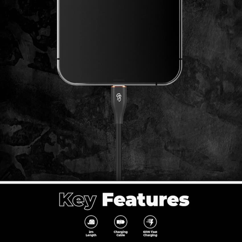 Pro Bass FlexiCord Series 2m 60w Type-C to Type-C Charging Cable - Black 4