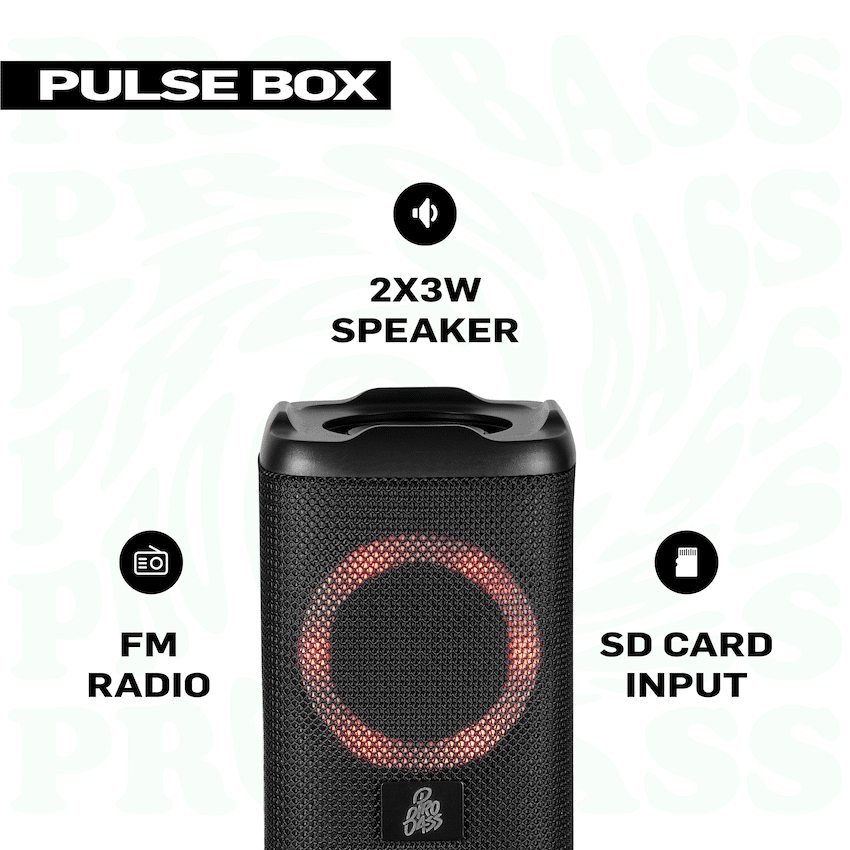 Pro Bass Pulse Box Portable Bluetooth Speaker - Black 4