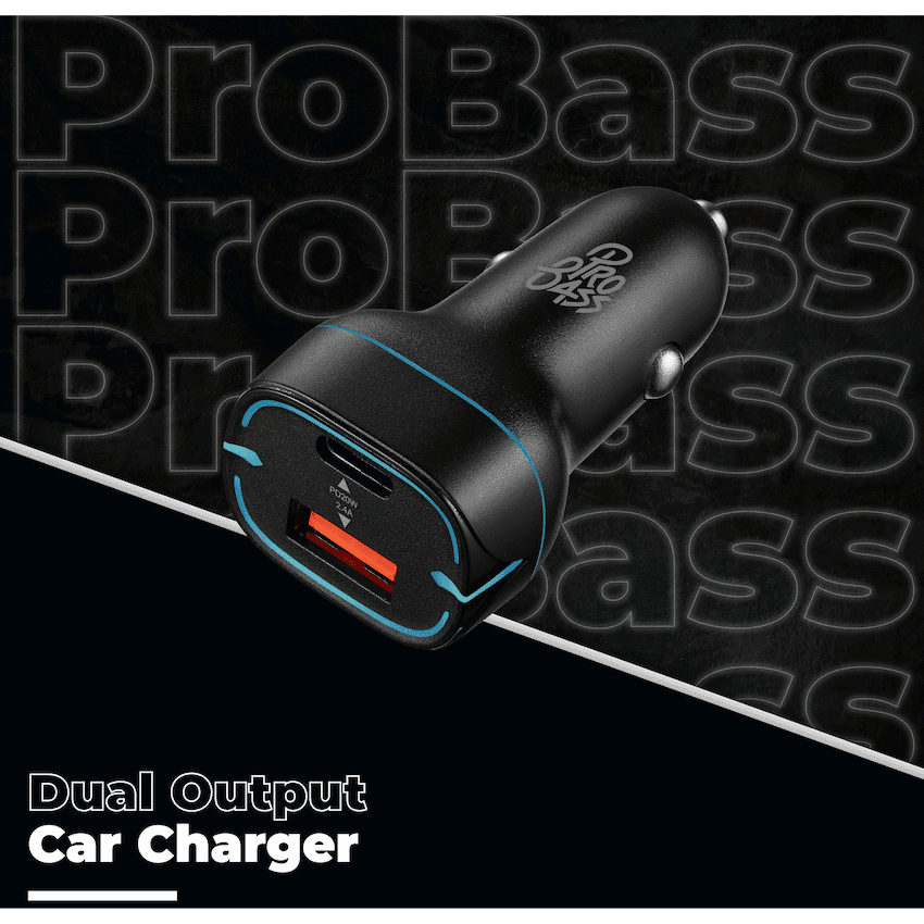 Pro Bass AutoPower Series 32w Dual USB and Type-C Car Charger 3