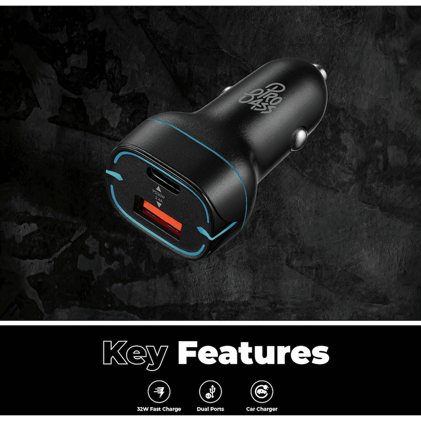 Pro Bass AutoPower Series 32w Dual USB and Type-C Car Charger 4