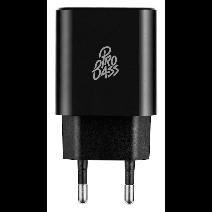 Pro Bass PowerCharge Series 12w Dual USB and Type-C Wall Charger - Black 4