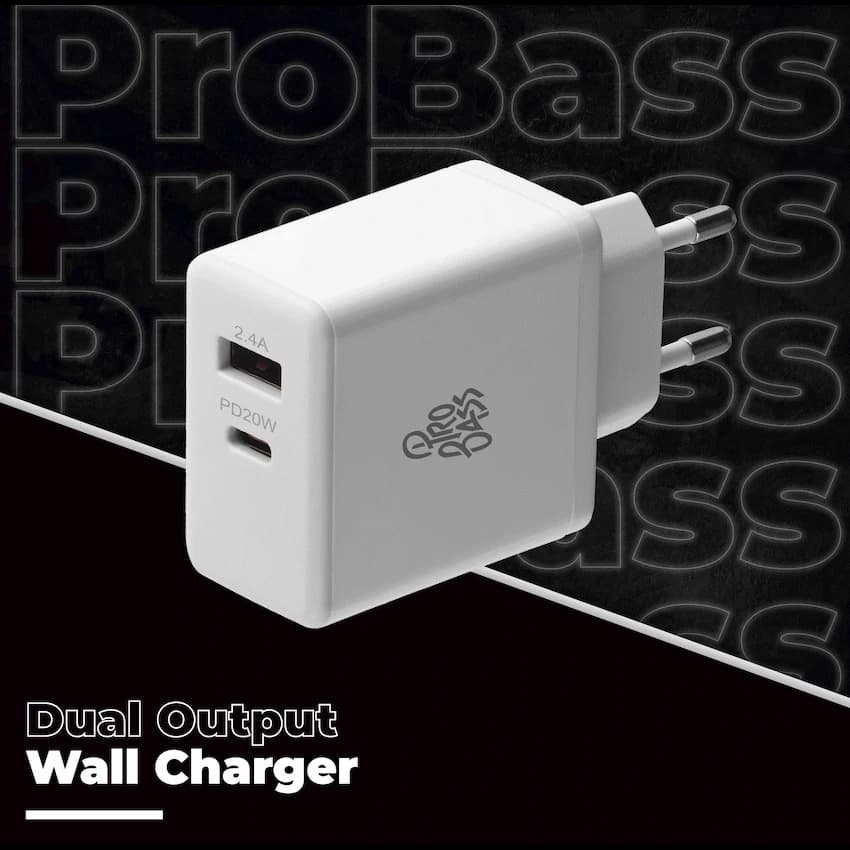 Pro Bass RapidCharge Series 32w Dual USB and Type-C Wall Charger 4