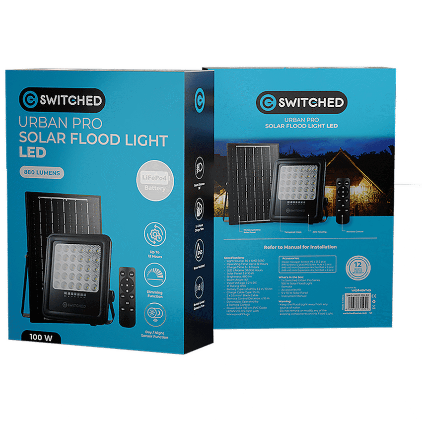 Switched Urban PRO Series - 100w Solar Floodlight with Remote 4