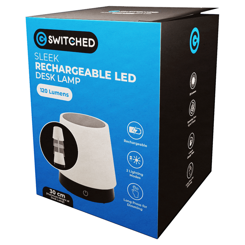 Switched Sleek Series Rechargeable LED Desk Lamp 12
