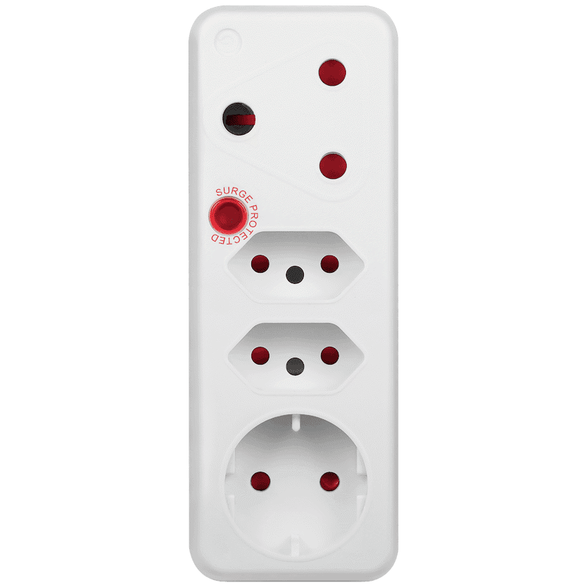 Switched 4-Way Medium Surge Adaptor with Schuko - White 6