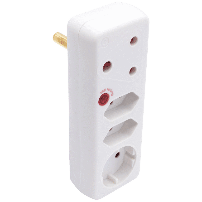 Switched 4-Way Medium Surge Adaptor with Schuko - White 7