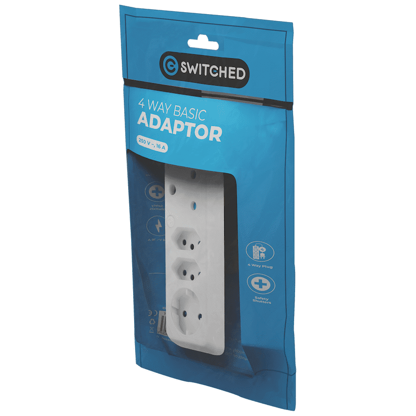 SWITCHED  4 Way Schuko Adaptor 4