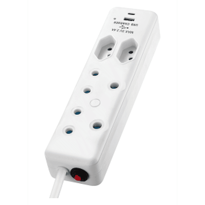 Switched 4-Way Extension Lead with 1x Type-C + 1x USB - 4m 4