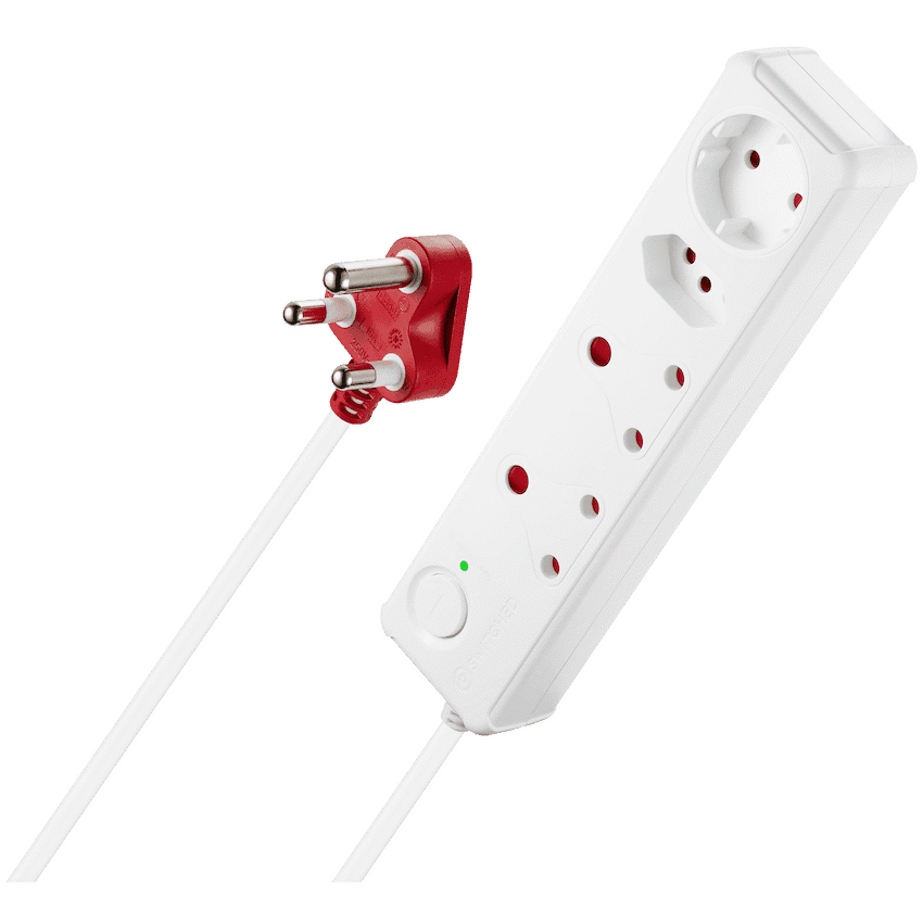 Switched 4-Way Medium Surge-Protected Multiplug 0.5m Cord - White 2