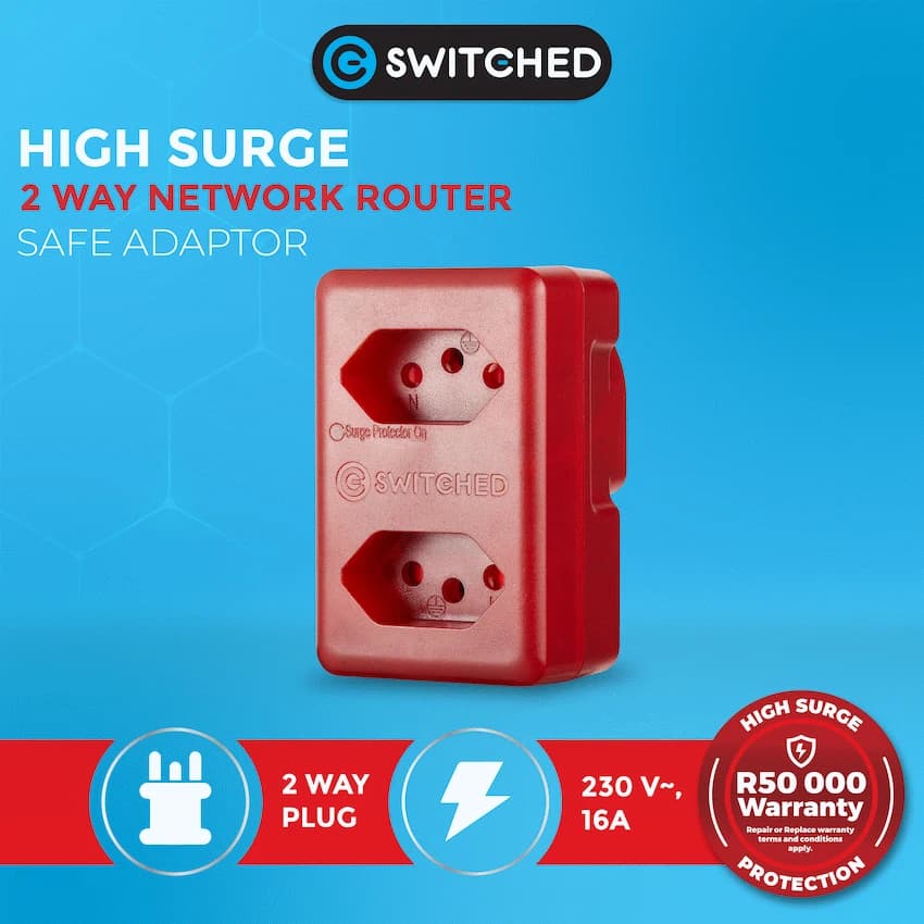 Switched High Surge 2-Way Network Router Safe Adaptor 9