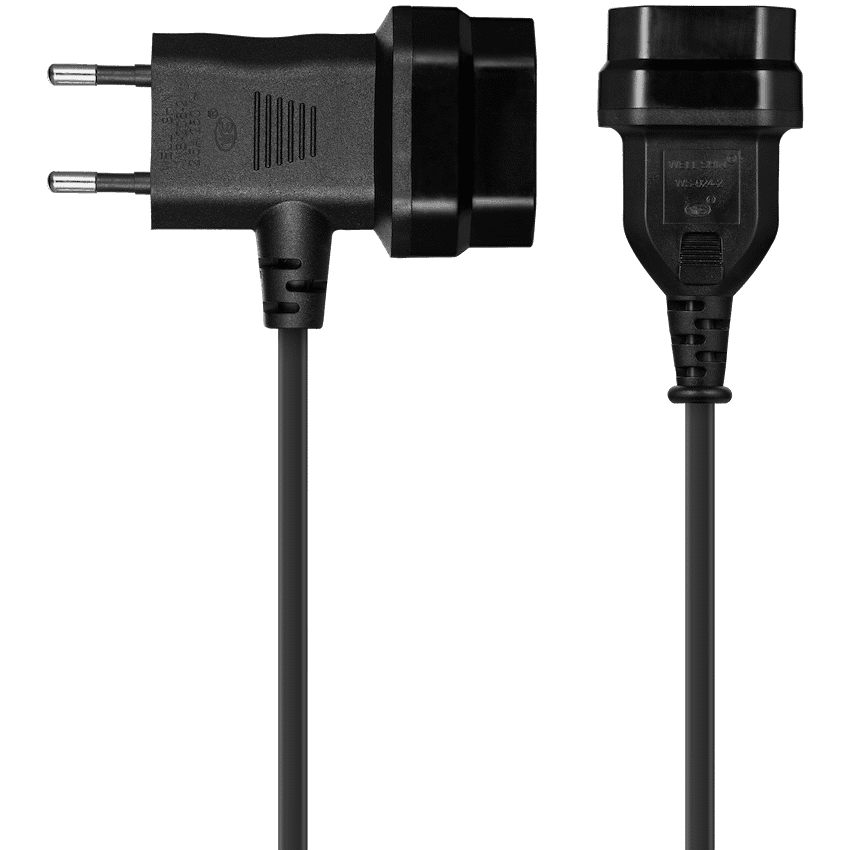 Switched Easy Cable Extender 2-Pin Euro to T-Shape AC 2-Pin Euro Socket 2m - Black 5