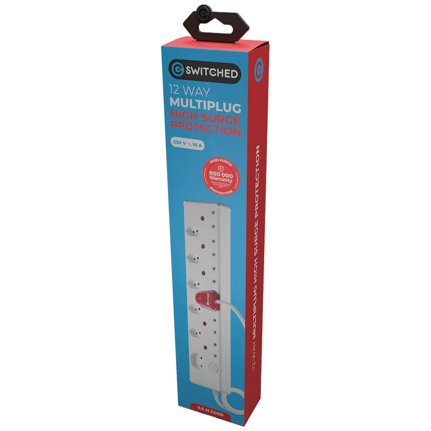 Switched 12-Way High Surge Multiplug 0.5m - White 5