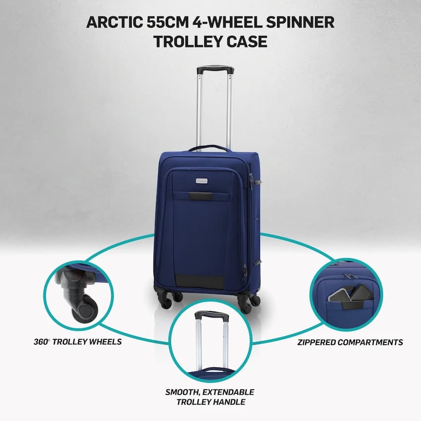 Travelwize Arctic 55cm 4-Wheel Spinner Trolley Case - Navy 7
