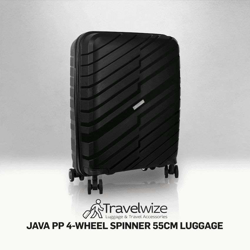 Travelwize Java PP 4-Wheel Spinner 55cm Luggage - Black 11