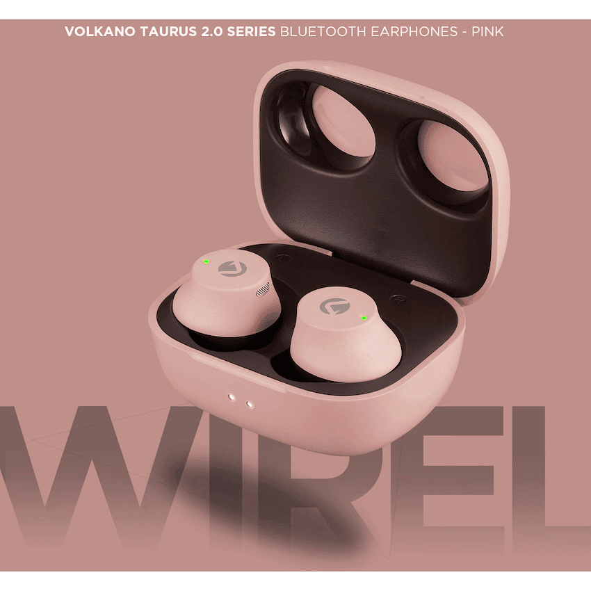 Volkano Taurus Series 2.0 True Wireless Earphones with Charging Case - Pink 8