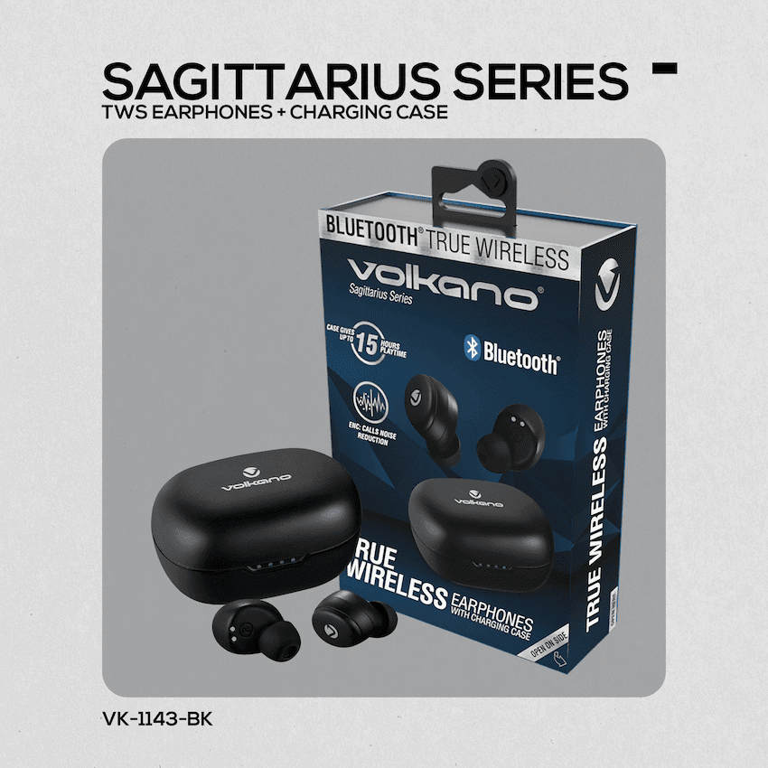 Volkano Sagittarius Series TWS Earphones + Charging Case - Black 7