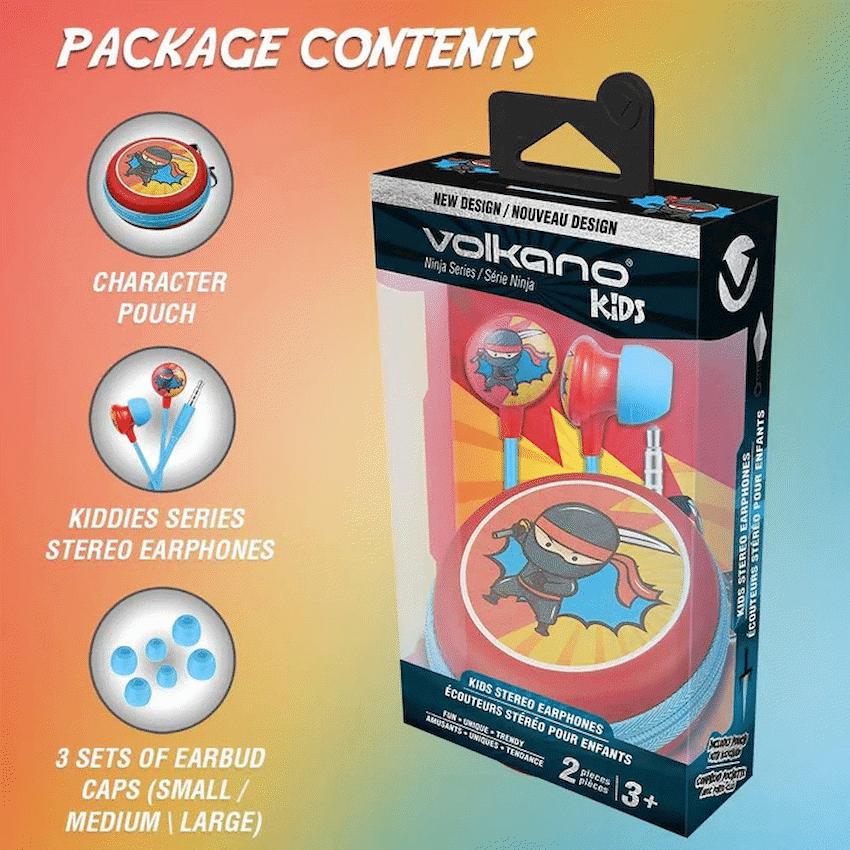 Volkano Kiddies Series Earphones with Keychain - Ninja 3