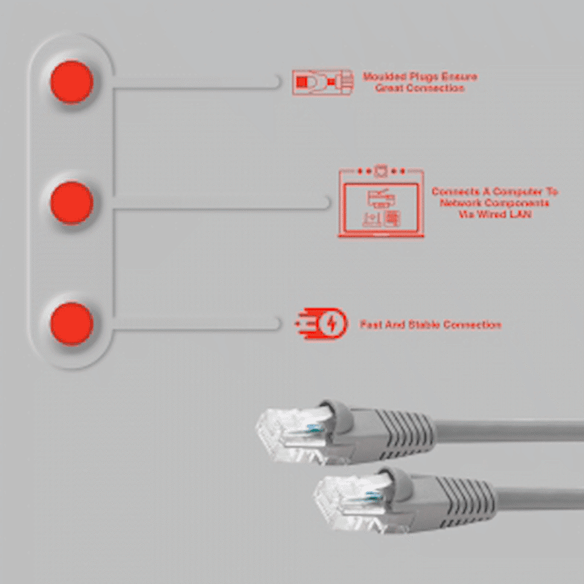Volkano Network Series RJ-45 Network Cable, CAT5, 3m - Grey 2