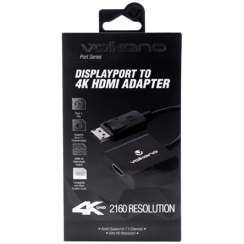 Volkano Port Series DisplayPort to 4K HDMI Converter 10cm - Black 3