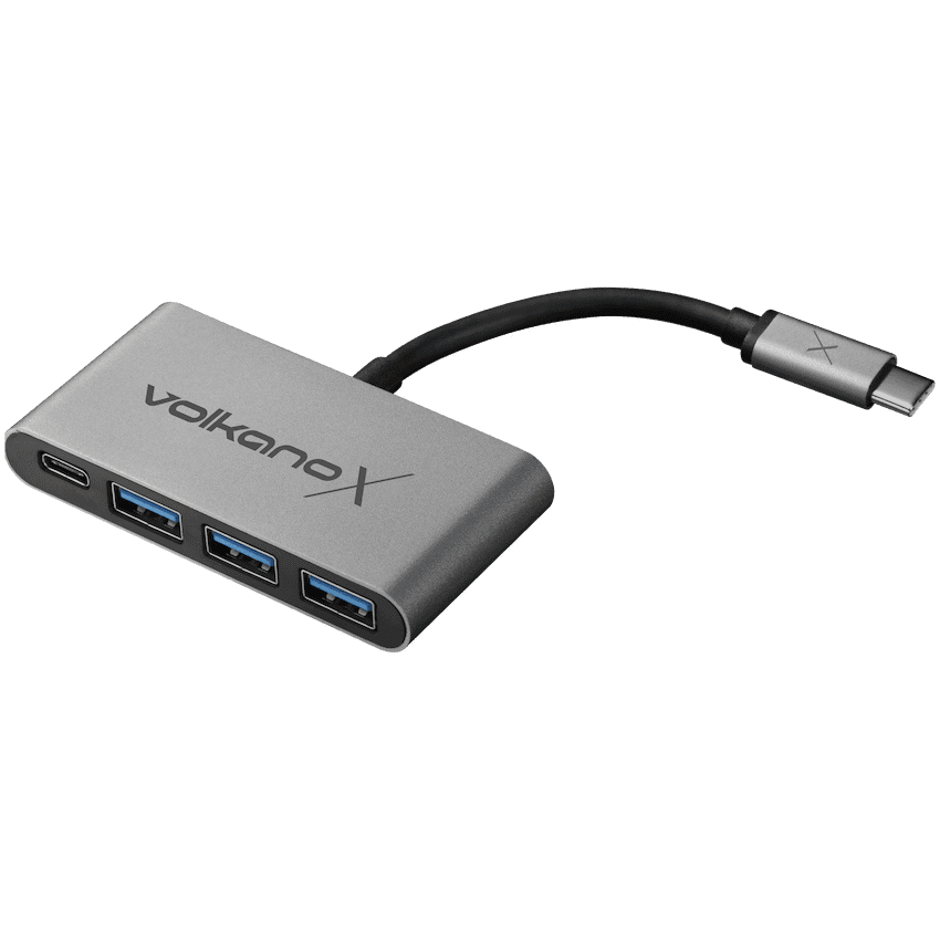 VolkanoX Core Hub series USB Type C to 3x USB 3.0 plus Power - 10cm - Charcoal 3