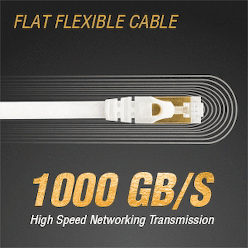 VolkanoX Giga Series Cat 7 Ethernet Cable 5m - White, Gold Tips 2