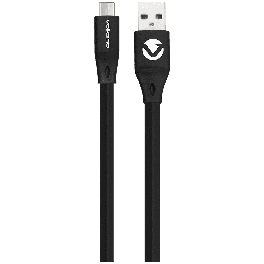 Volkano Slim Series Flat PVC Type-C Cable 1.2m - Black 1