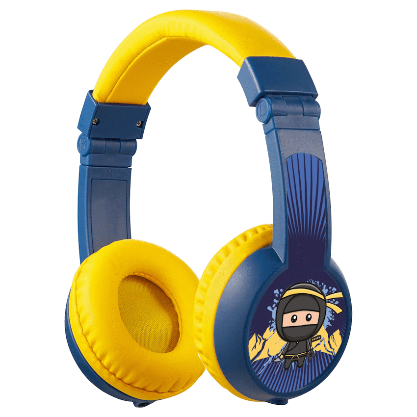 Volkano Sidekick Series Wired Kiddies Headphones with Share Port - Yellow/Blue 1