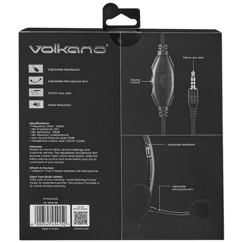 Volkano Chat 2 Stereo Headset with Boom Microphone 12