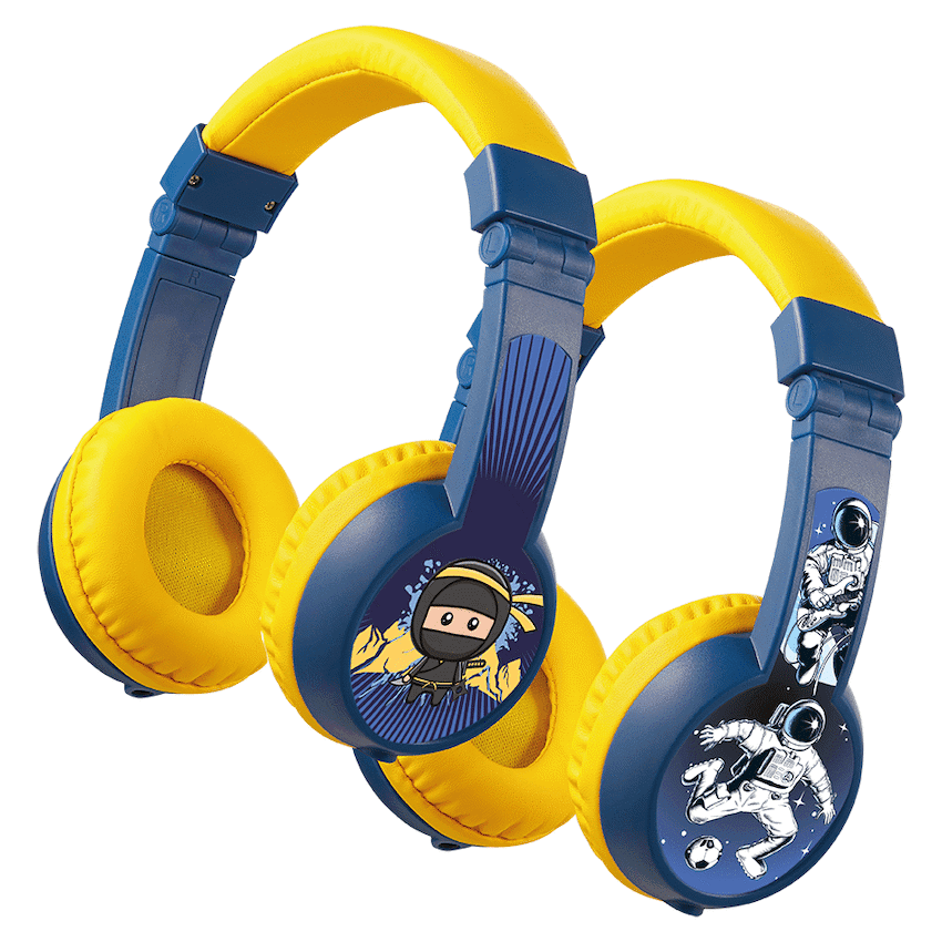 Volkano Sidekick Series Wired Kiddies Headphones with Share Port - Yellow/Blue 8
