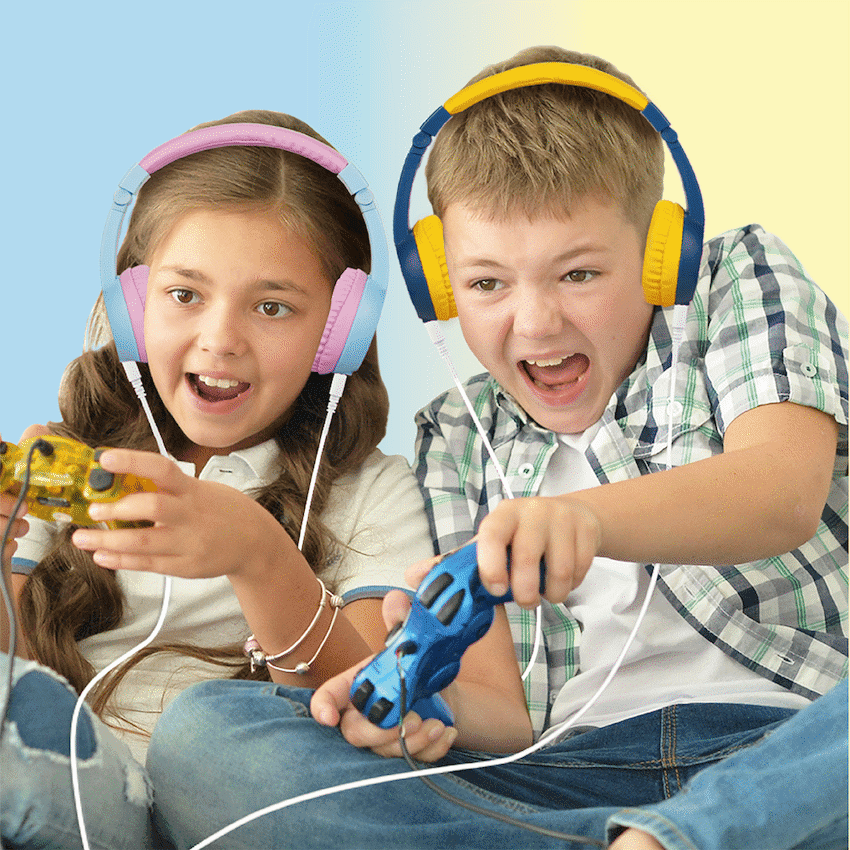 Volkano Sidekick Series Wired Kiddies Headphones with Share Port - Yellow/Blue 9