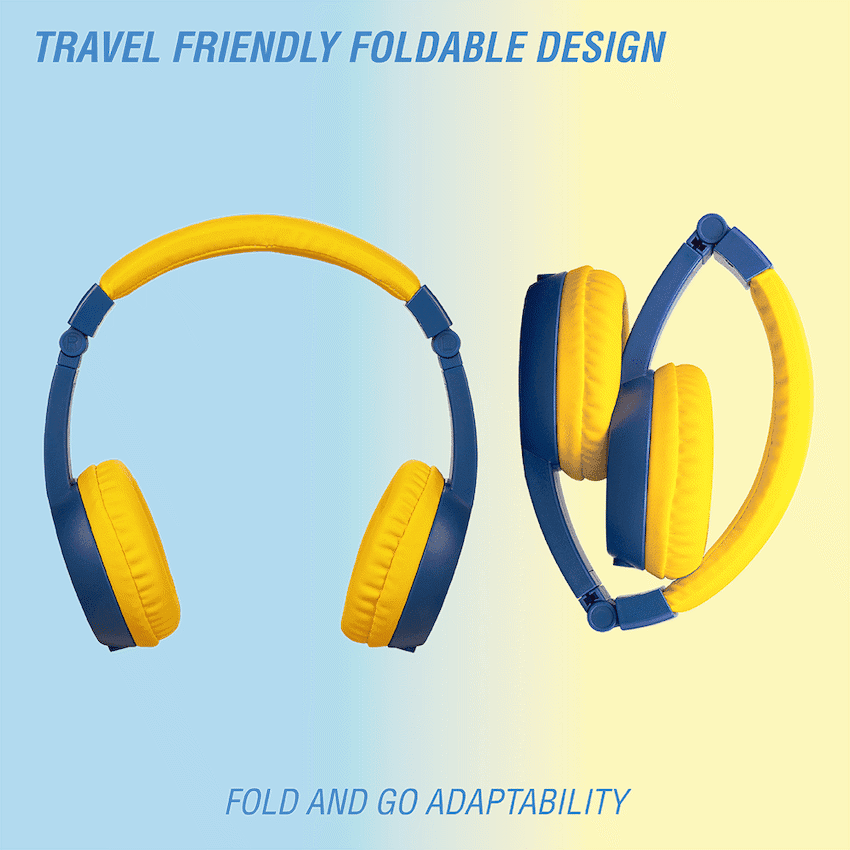 Volkano Sidekick Series Wired Kiddies Headphones with Share Port - Yellow/Blue 12
