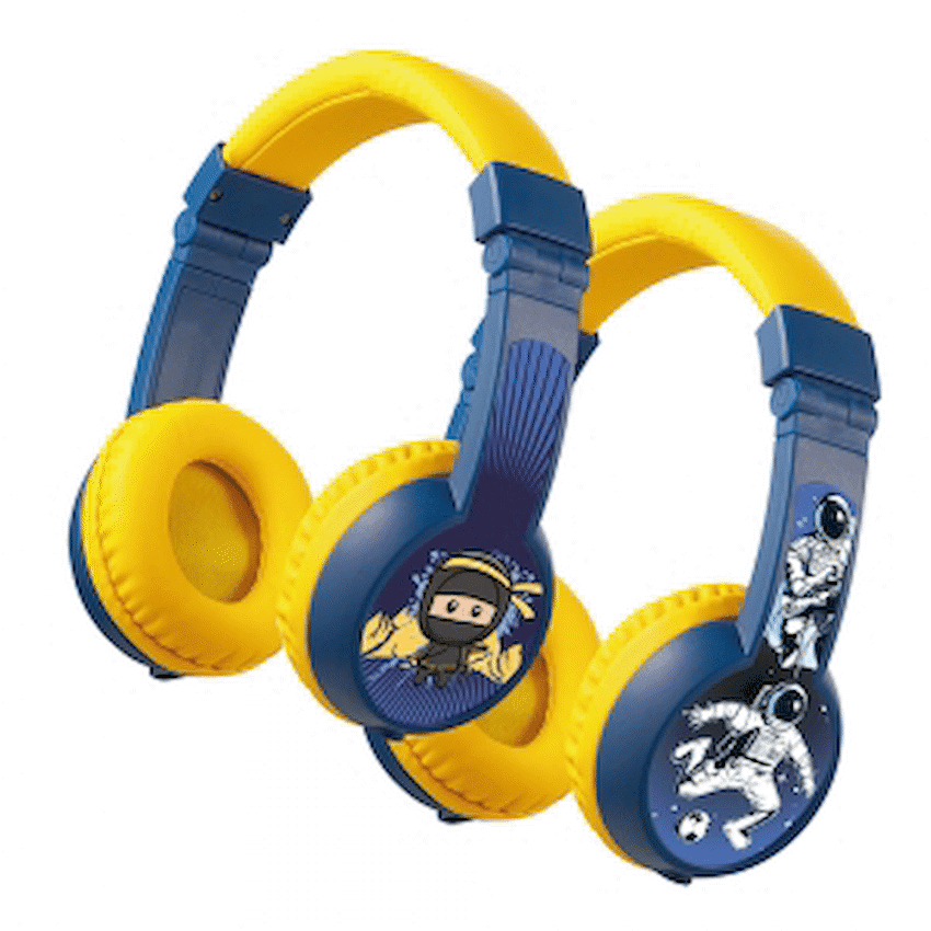 Volkano Sidekick Series Wired Kiddies Headphones with Share Port - Yellow/Blue 22