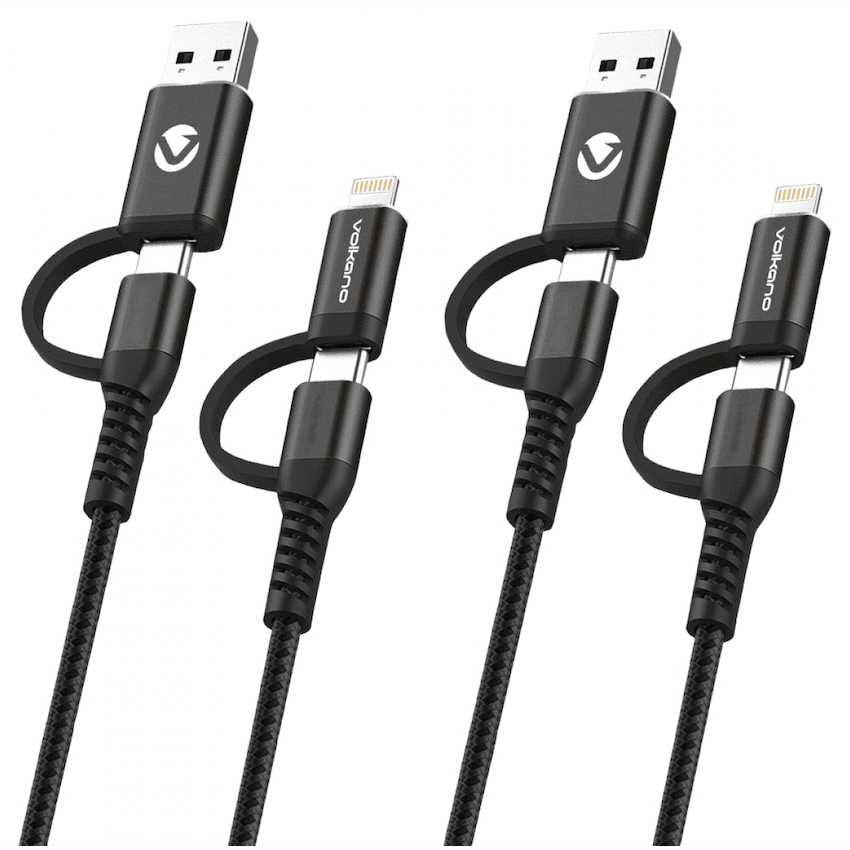 Volkano Weave Series 4-in-1 Cable Two Pack - 1.2m/4ft & 1.8m/6ft 2