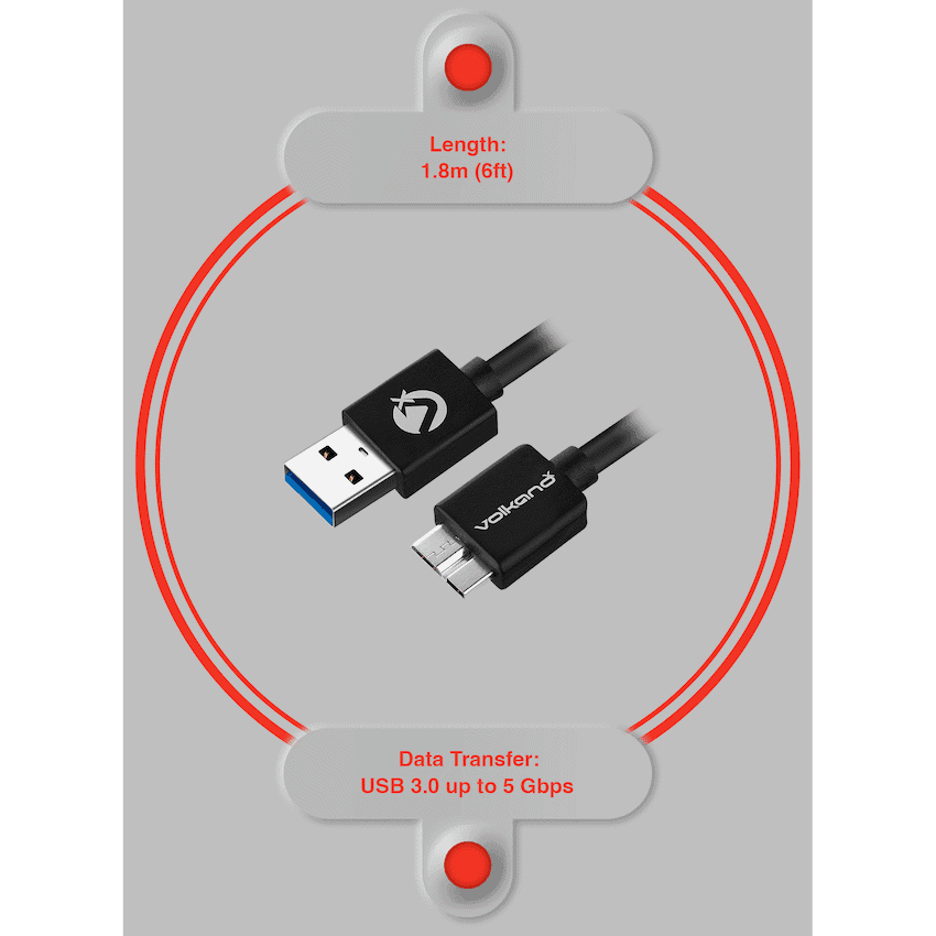VolkanoX Data Series USB3.0 Micro USB Cable 1.8m 3