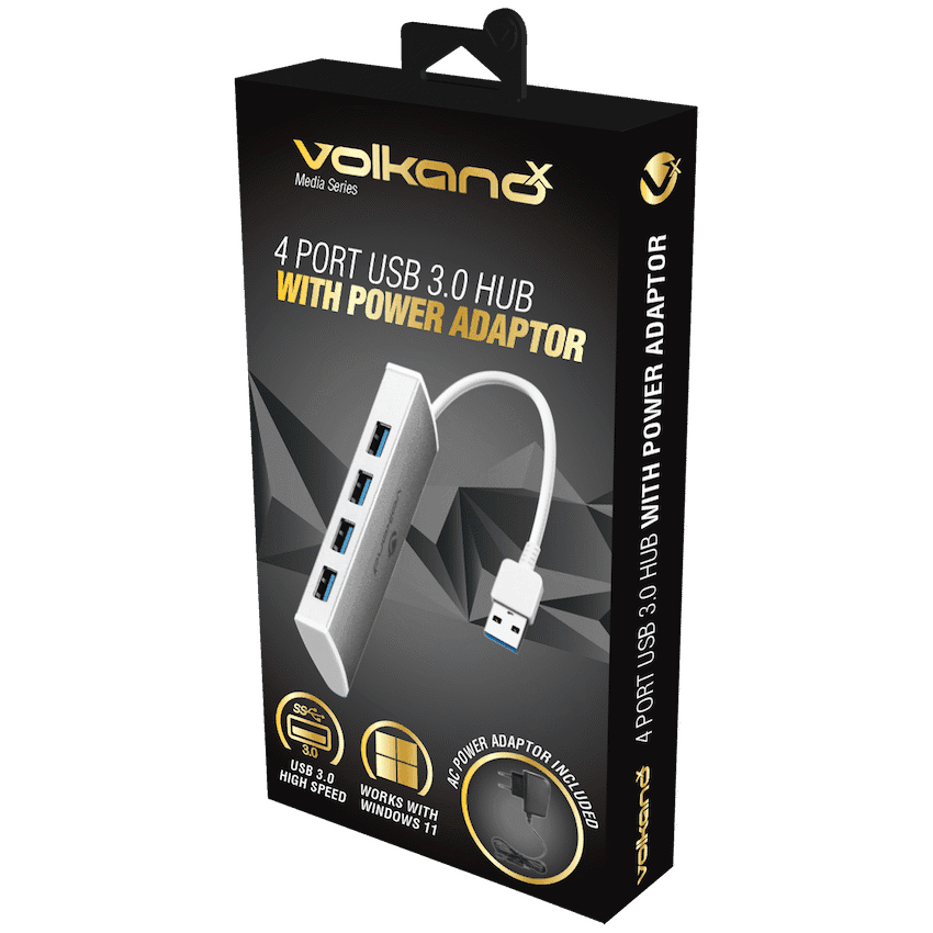 VolkanoX Media Series 4-Port USB Hub with Power Cable 3