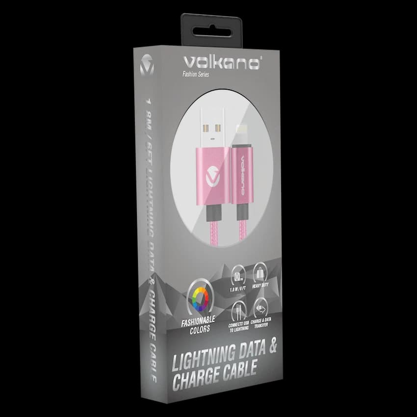 Volkano Fashion Series Lightning Cable 1.8m - Pink 2