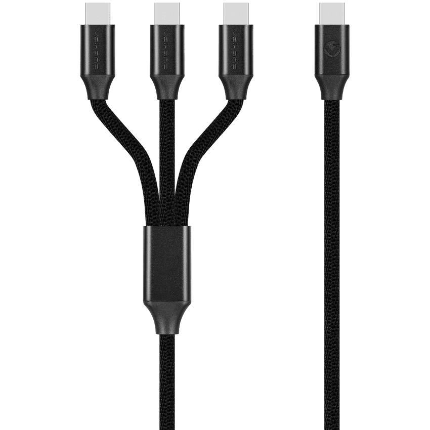 Volkano Weave Series 100w 3-in-1 Charge Cable (3 x Type C) - Black 1